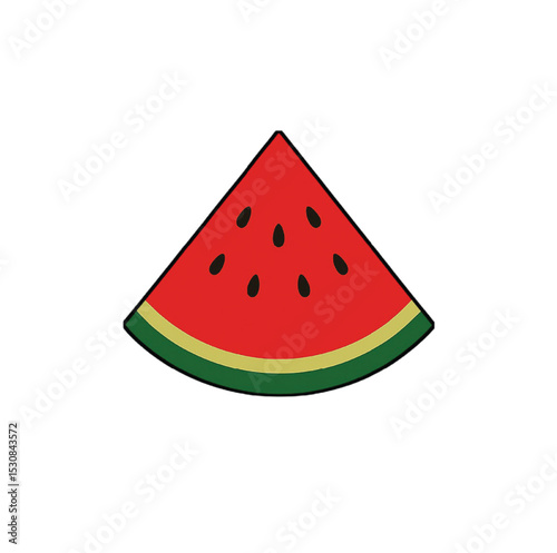 Sweet, fresh, and juicy watermelon slice vector illustration, ripe and isolated on white for a healthy summer dessert
