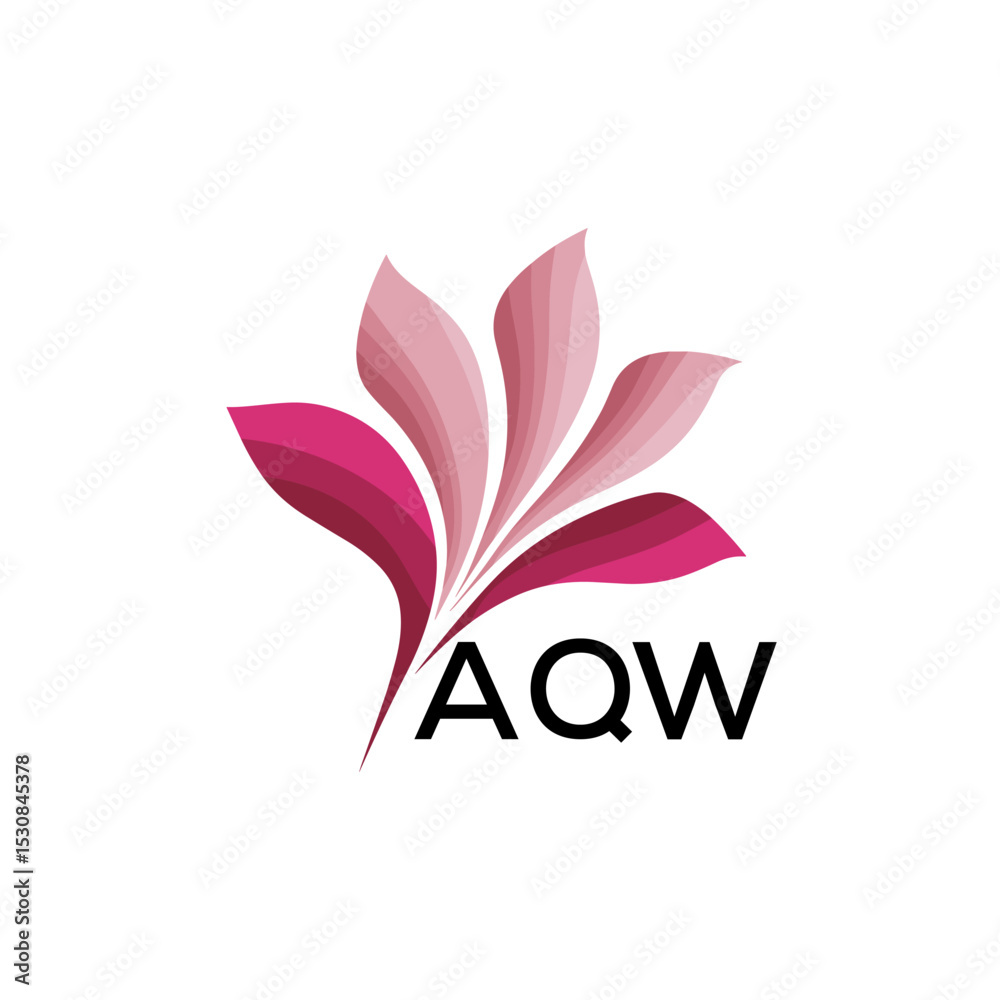 Obraz premium AQW Abstract Pink Floral Logo Design – Modern Petal Icon for Beauty, AQW Later logo Spa, and Wellness Branding 