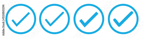 Blue check mark icon. Check mark vector icon. Checkmark Illustration. Vector symbols set ,blue checkmark isolated on white background. Correct vote choise isolated symbol.vector illustration