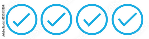 Blue check mark icon. Check mark vector icon. Checkmark Illustration. Vector symbols set ,blue checkmark isolated on white background. Correct vote choise isolated symbol.vector illustration