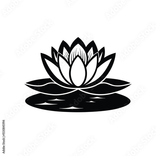 waterlily silhouette vector art on white background in Adobe Illustrator Artwork