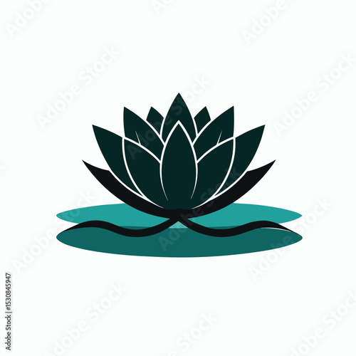 waterlily silhouette vector art on white background in Adobe Illustrator Artwork