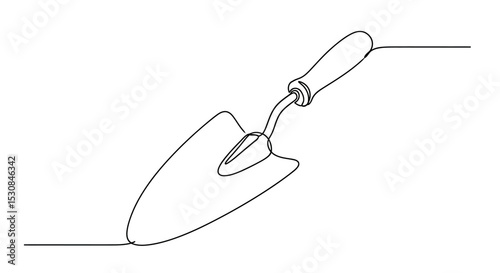 Garden Trowel One Line Art - Continuous Drawing of a Gardening Tool