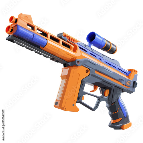 Isolated nerf toy gun, vector on transparent background