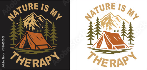 Nature is my therapy camping design graphic