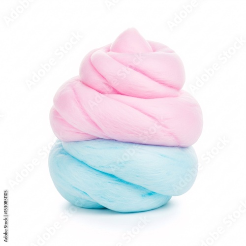 Pink and blue cotton candy, showcasing a soft and fluffy texture, is elegantly arranged