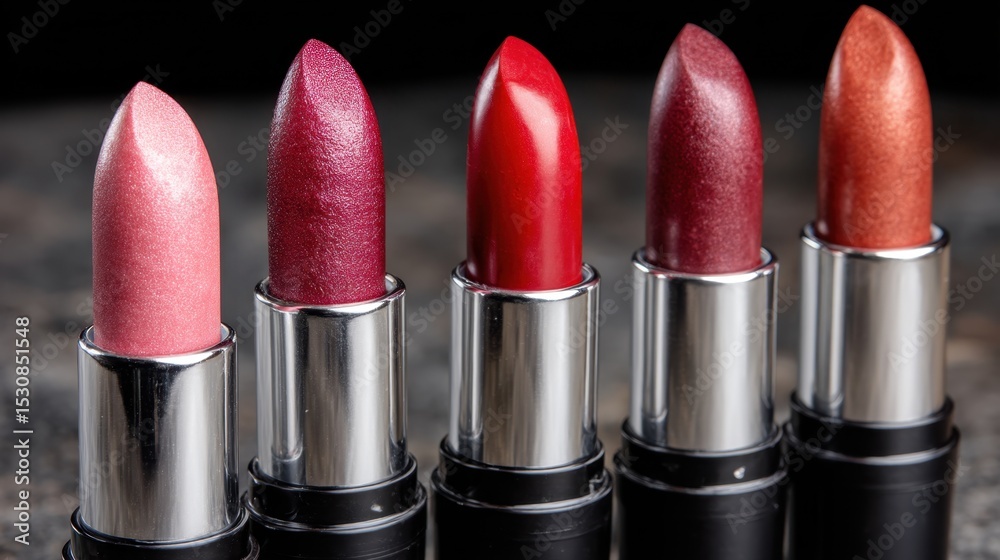 Obraz premium Assorted lipstick collection with various shades and textures