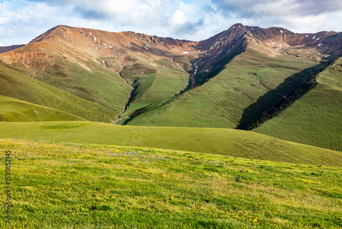 mountain landscape with green grass