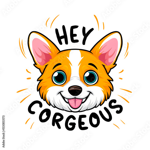 Cheerful cartoon drawing of cute corgi dog with colorful detailing and fun design on white background. Text uses playful language that complements lively nature of animal in a visually charming style.