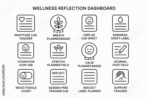 Wellness reflection dashboard with mindful practices and tools for well-being