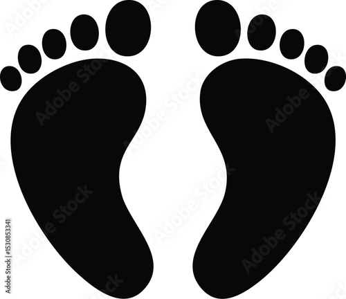 Baby Footprints Silhouette - Newborn & Parenthood Icon

