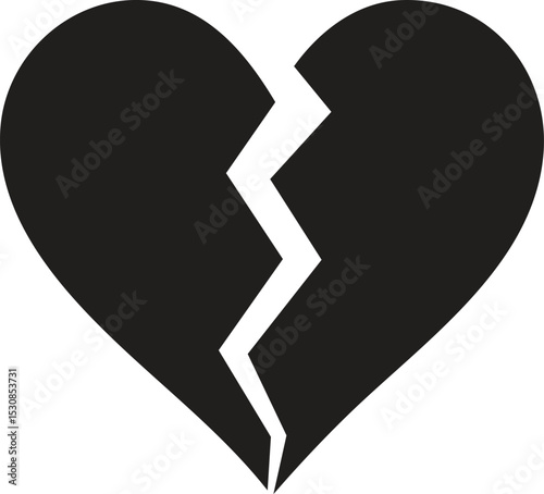 Broken Heart Symbol - Emotional Pain & Sadness Icon

