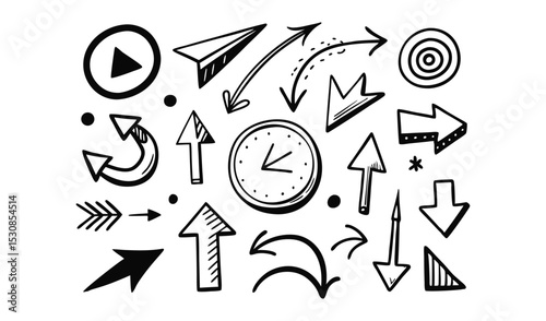 Hand drawn arrow icons set for design