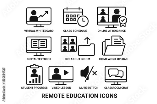 Icons for remote education: virtual tools for online learning and classroom interaction