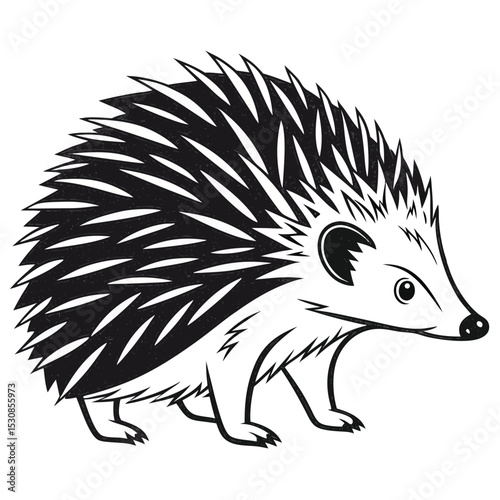 hedgehog black and white silhouette