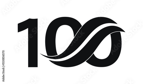 Modern number 100 logo design anniversary celebration