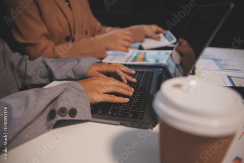 Business conference, marketing research, sales strategy analysis for business growth. and investment planning consulting. Accounting finance concept.