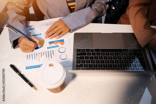 Business conference, marketing research, sales strategy analysis for business growth. and investment planning consulting. Accounting finance concept.