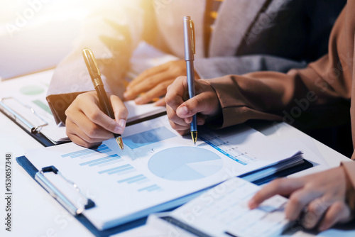 Business conference, marketing research, sales strategy analysis for business growth. and investment planning consulting. Accounting finance concept.