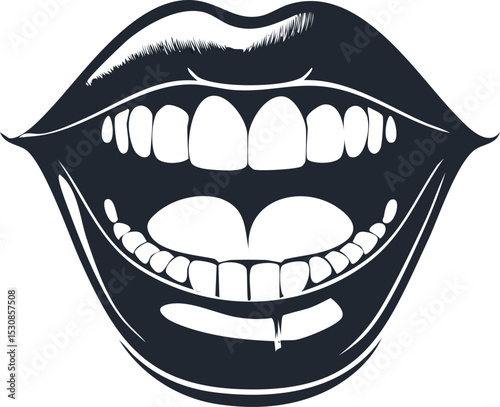 Open Laughing Mouth Silhouette - Expressive Humor Icon

