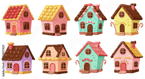 Gingerbread houses collection illustration