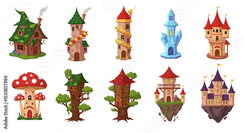 Fantasy cartoon houses and castles collection