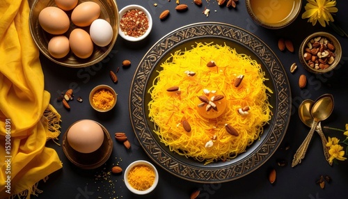 Wallpaper Mural Golden Dish Of Indian Food With Eggs And Spices Torontodigital.ca