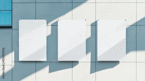 Blank Posters on Modern Building Exterior