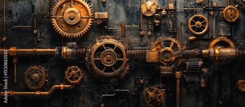 Intricate steampunk gears and mechanism