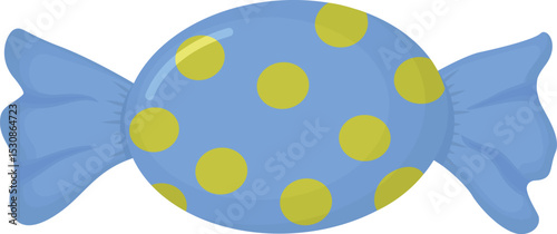 Colorful wrapped candy isolated on white background. Hand drawn sweet in a polka dot wrapper