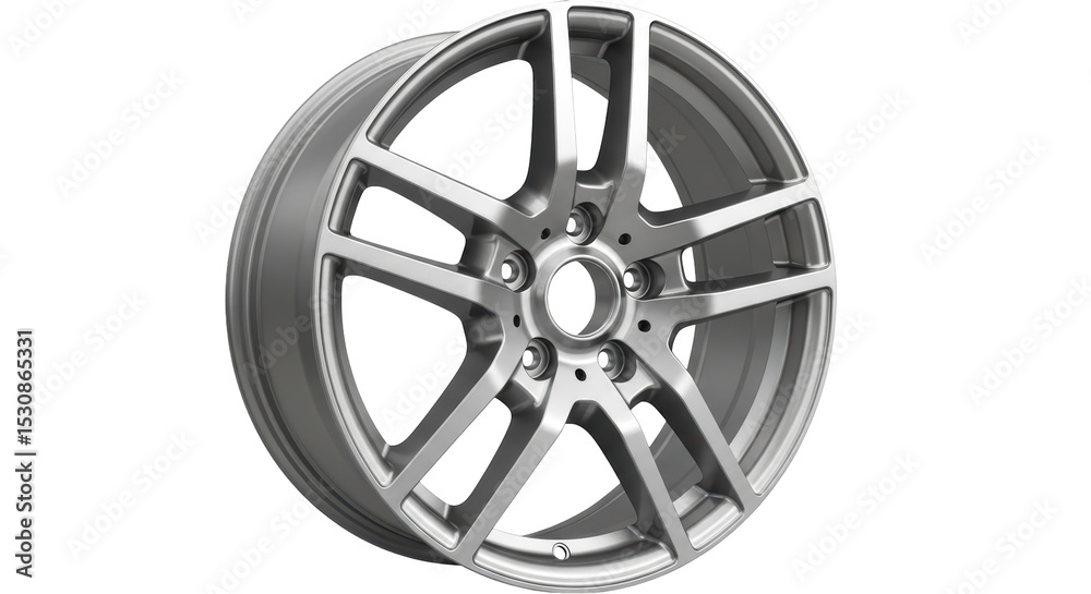 Obraz premium Isolated Silver Alloy Wheel Rim