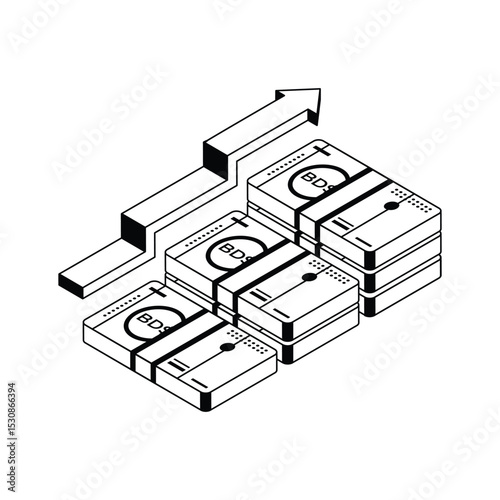 A visually appealing isometric icon showing business profit