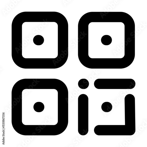 Simple line vector icon of a qr symbol, commonly used in coding, terminal, and developer interfaces. Ideal for apps, websites, dashboards, and coding tools. SVG format, easy to edit and scale.