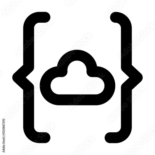 Simple line vector icon of a cloud symbol, commonly used in coding, terminal, and developer interfaces. Ideal for apps, websites, dashboards, and coding tools. SVG format, easy to edit and scale.