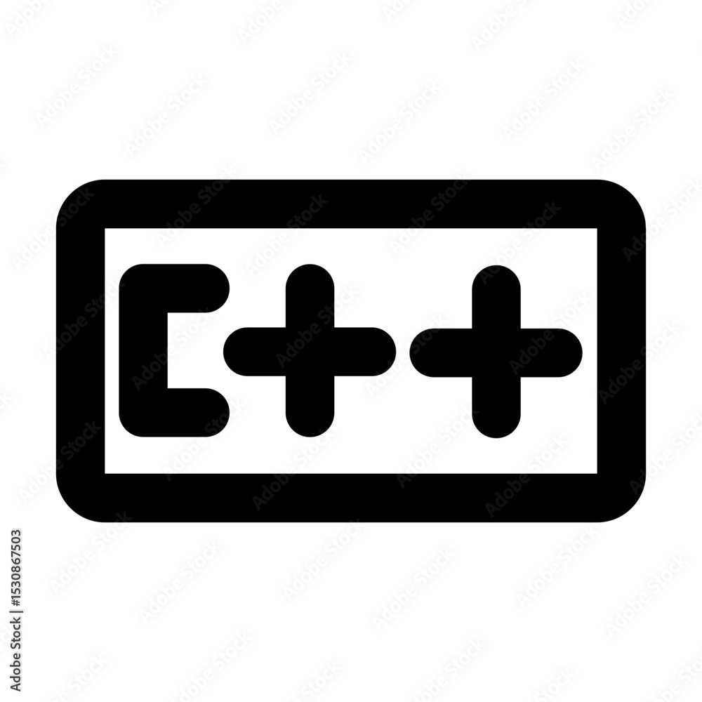 Obraz premium Simple line vector icon of a c++ symbol, commonly used in coding, terminal, and developer interfaces. Ideal for apps, websites, dashboards, and coding tools. SVG format, easy to edit and scale.