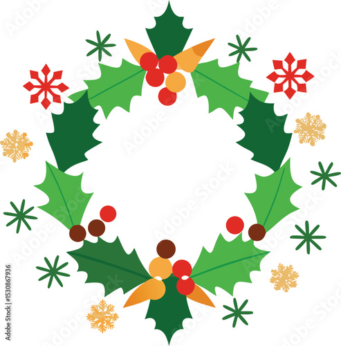 christmas wreath with bells and holly