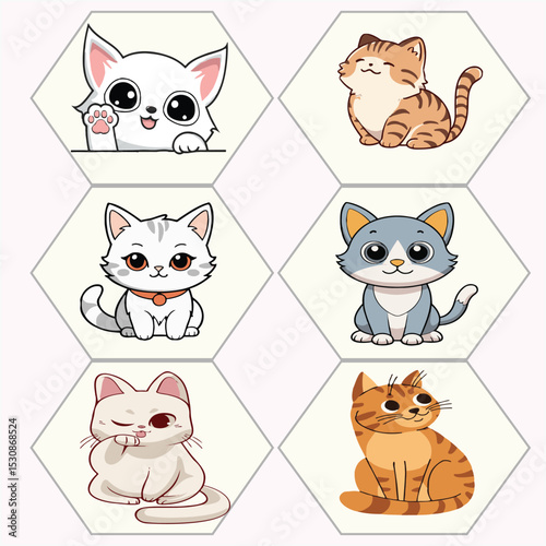 vector set of cute cat