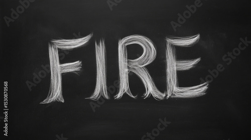 Financial Independence Retire Early concpet ,FIRE concept drawn on chalkboard, showcasing creativity and expression