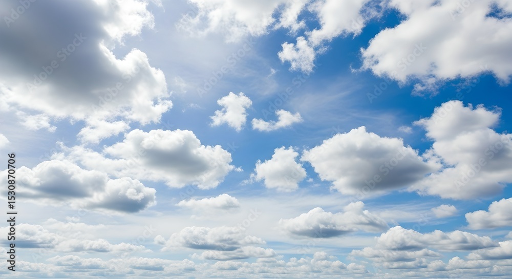 Fototapeta premium Beautiful blue sky with fluffy white cumulus clouds