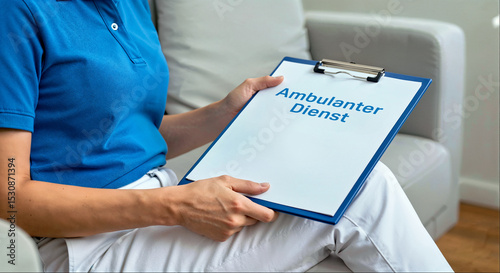 Ambulanter Dienst: Dokument auf Klemmbrett