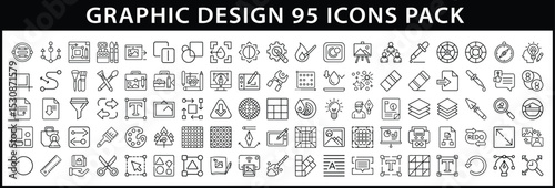 Graphic Design Icon Set with NinetyFive Vector Icons for Creative Projects