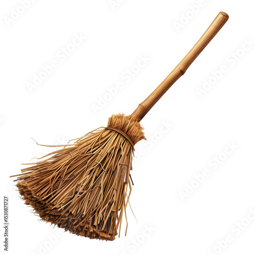 Broom straw tool sweeping cleaning wooden handle