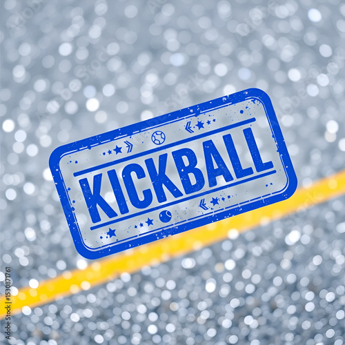 Blue stamp on a glittering background: kickball sign background