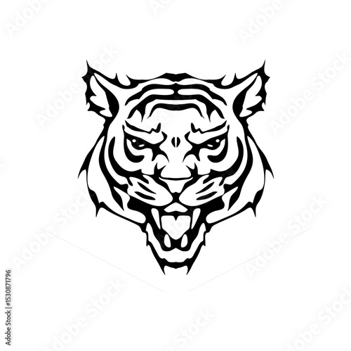 tiger head silhouette tattoo vector