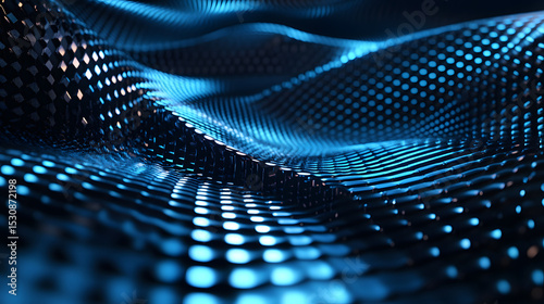 Fototapeta Naklejka Na Ścianę i Meble -  3d rendering of black and blue abstract geometric background. Scene for advertising, technology, showcase, banner, game, sport, cosmetic, business, metaverse. Sci-Fi Illustration. Product display --