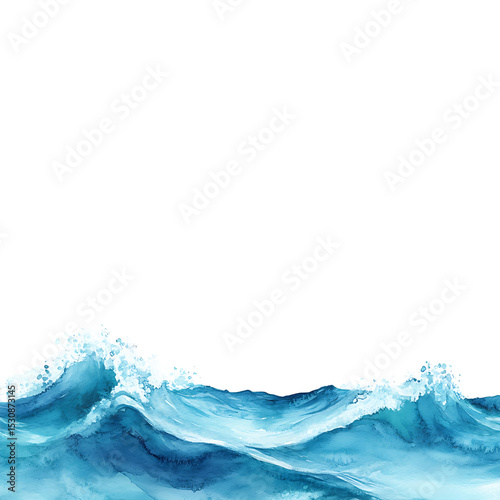 watercolor of ocean waves on transparent background PNG