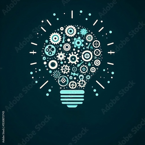 Lightbulb with Multiple Gear Icons – Conceptual Engineering Creativity