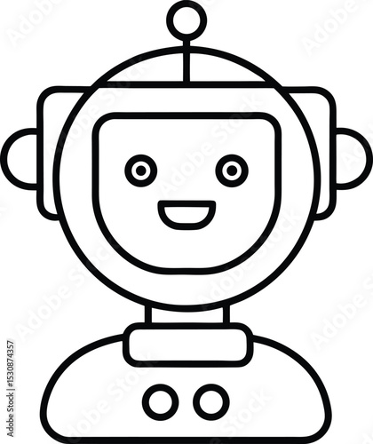 Chatbot Icon with Typing Dots Inside Face Vector Line art illustration