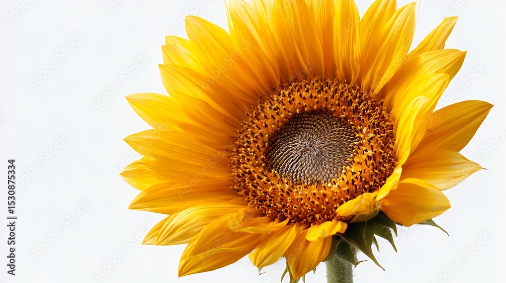 Fototapeta premium Yellow Sunflower Blossom on White Background