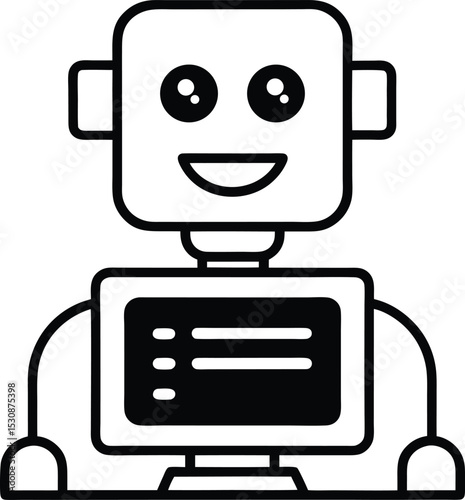 Typing Chatbot with Command Line Interface Vector Line art illustration